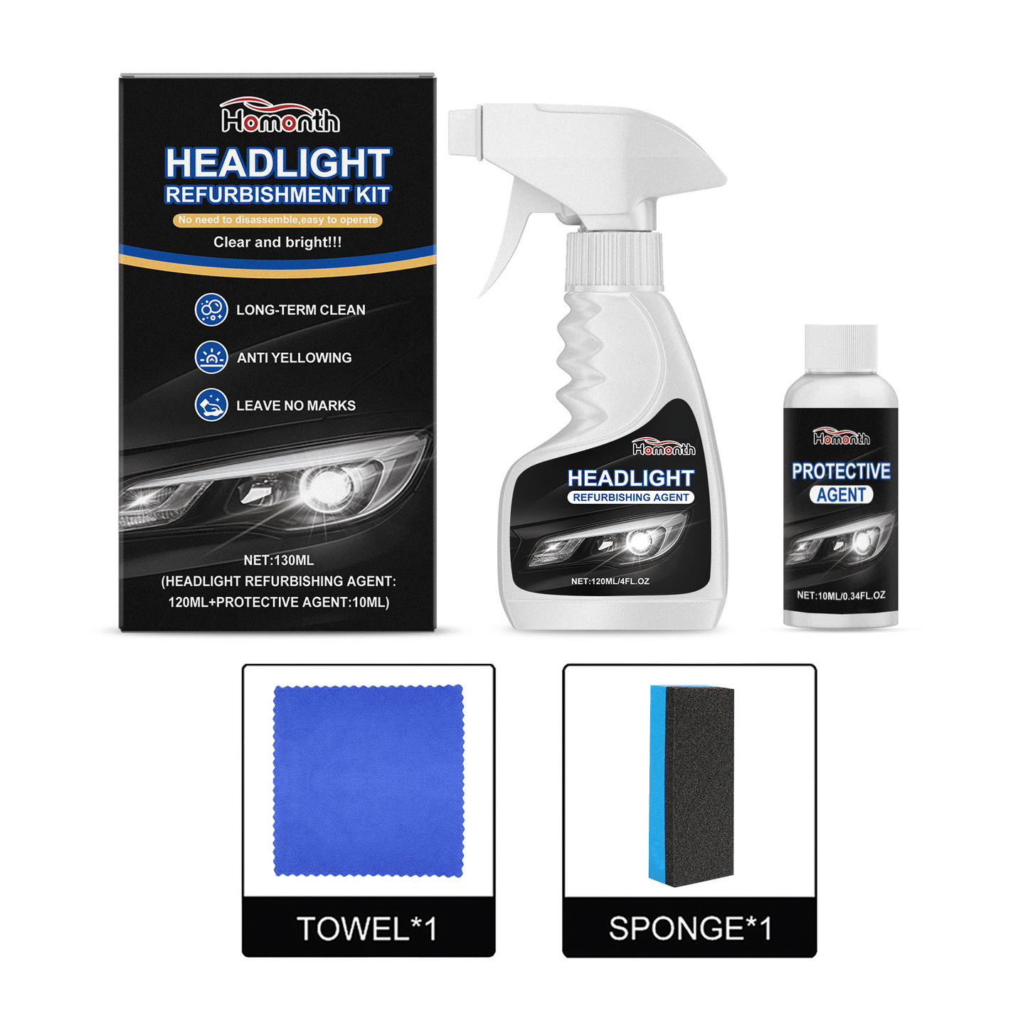 🚘Automotive Headlamp Restoration Fluid Kit